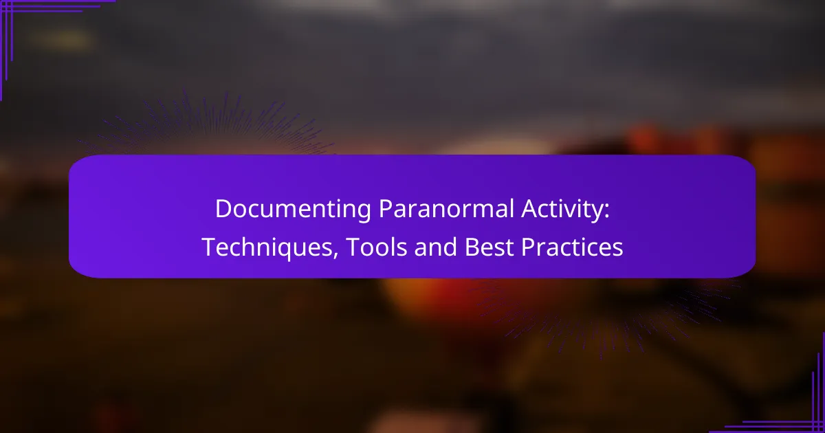 Documenting Paranormal Activity: Techniques, Tools and Best Practices
