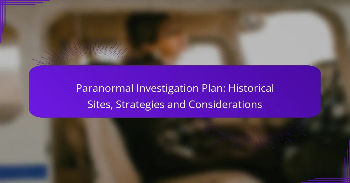 Paranormal Investigation Plan: Historical Sites, Strategies and Considerations