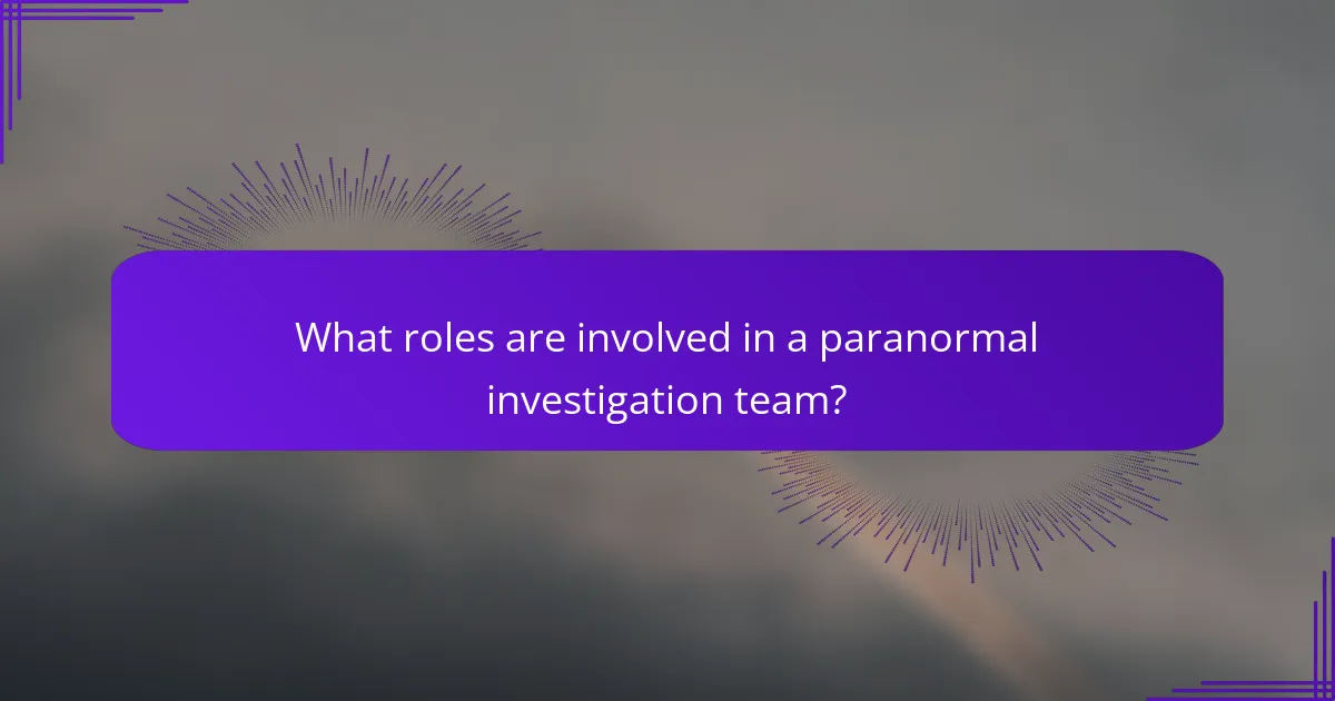 What roles are involved in a paranormal investigation team?